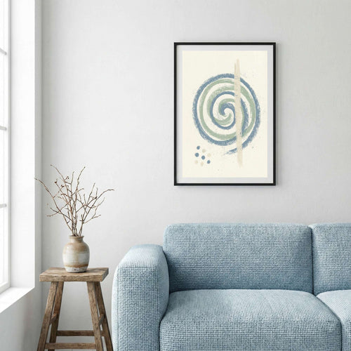 Blue Green Spiral Abstract canvas wall art — alternate a view