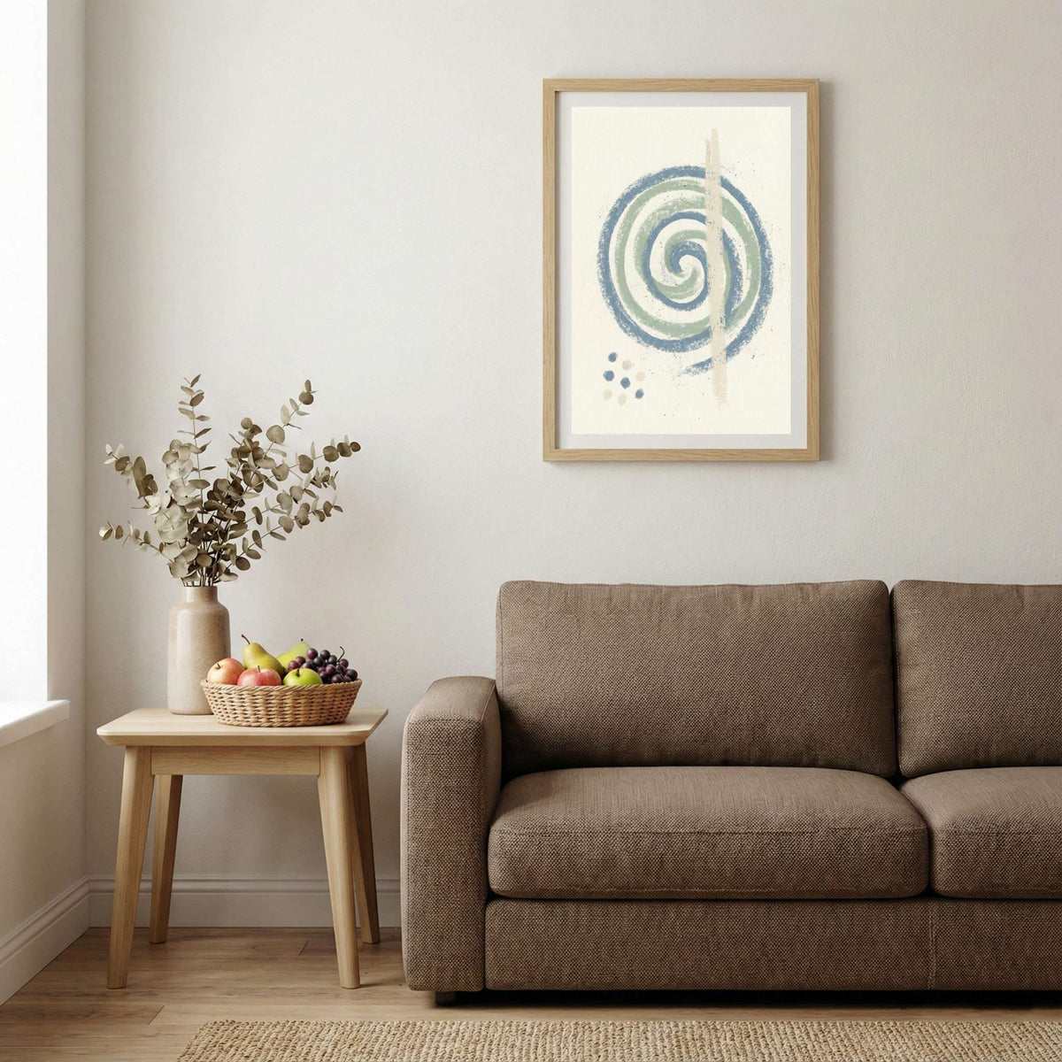 Blue Green Spiral Abstract canvas wall art — alternate b view