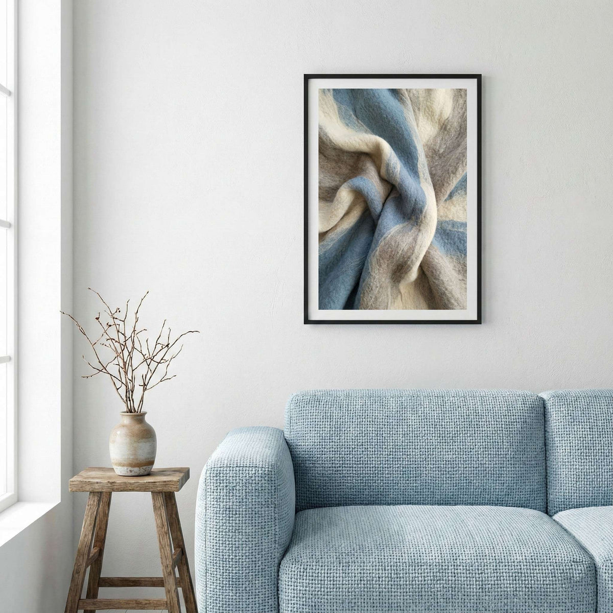 Blue Beige Marble Abstract canvas wall art — alternate a view