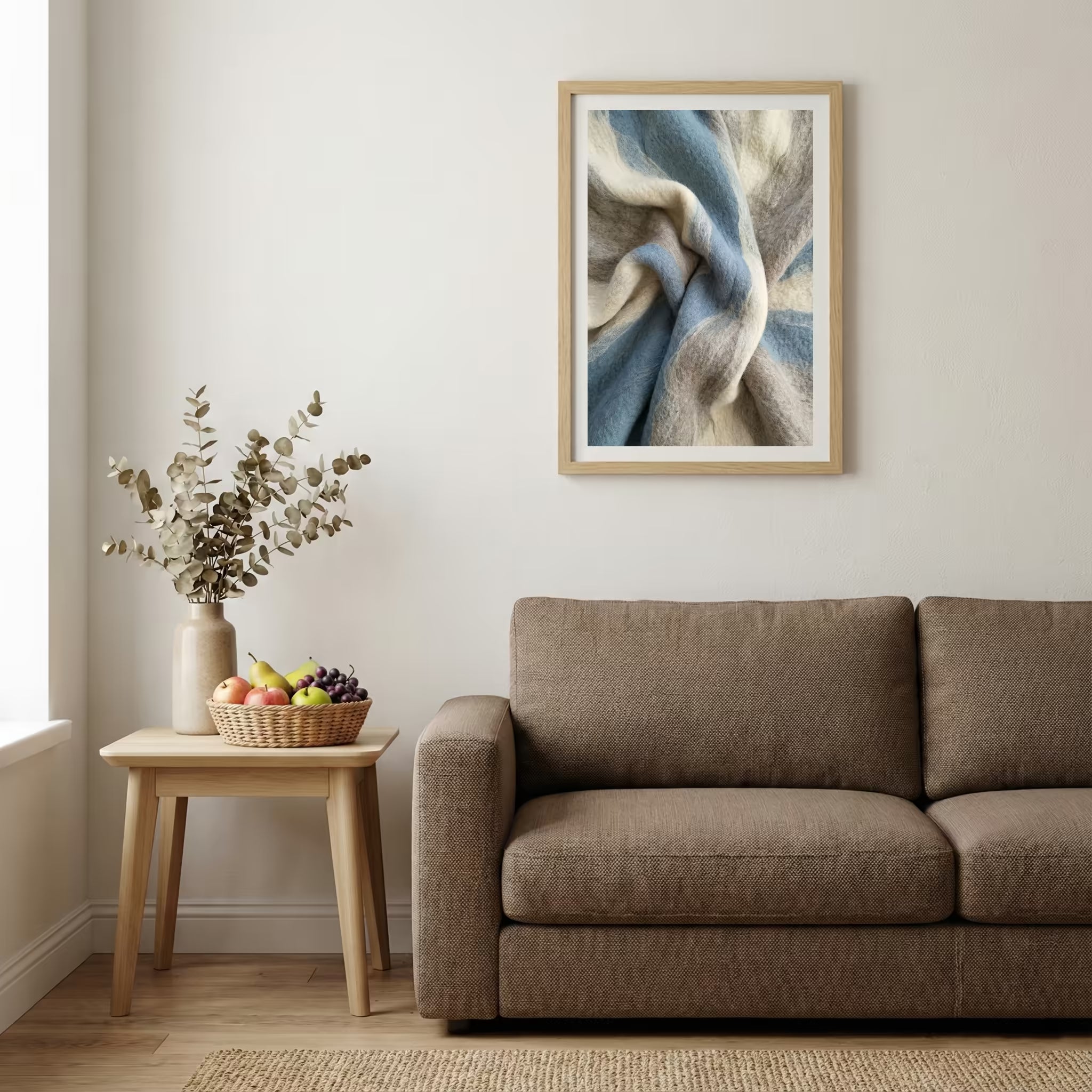 Blue Beige Marble Abstract canvas wall art — alternate b view