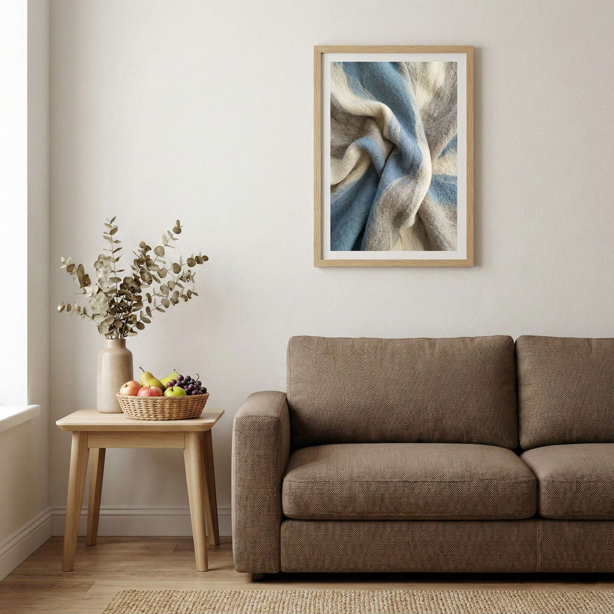 Blue Beige Marble Abstract canvas wall art — alternate b view