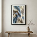 Blue Beige Marble Abstract canvas wall art in a framed room setting