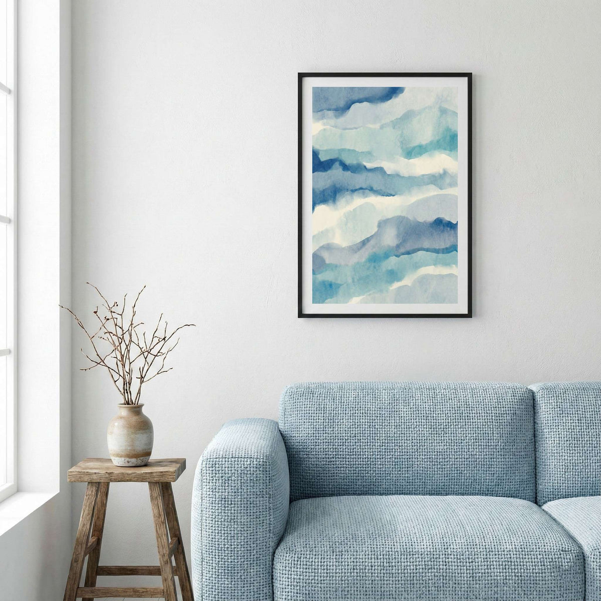 Blue Coastal-Inspired Abstract canvas wall art — alternate a view