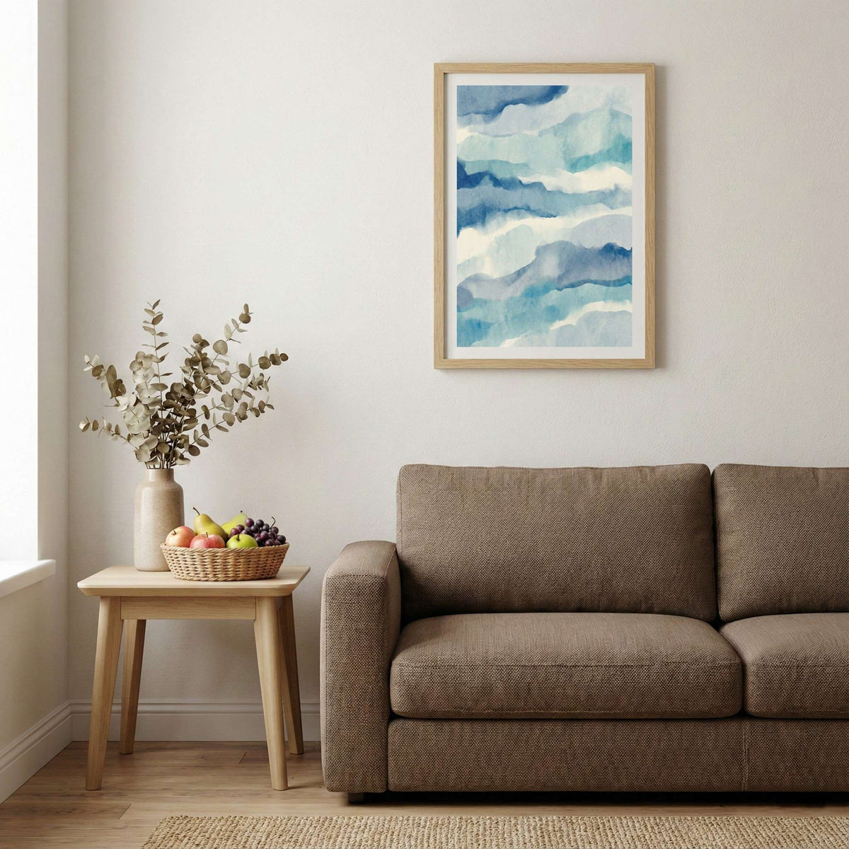Blue Coastal-Inspired Abstract canvas wall art — alternate b view