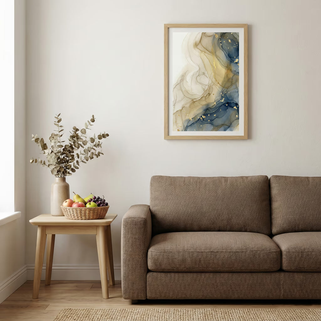 Cream Gold Fluid Abstract canvas wall art — alternate b view