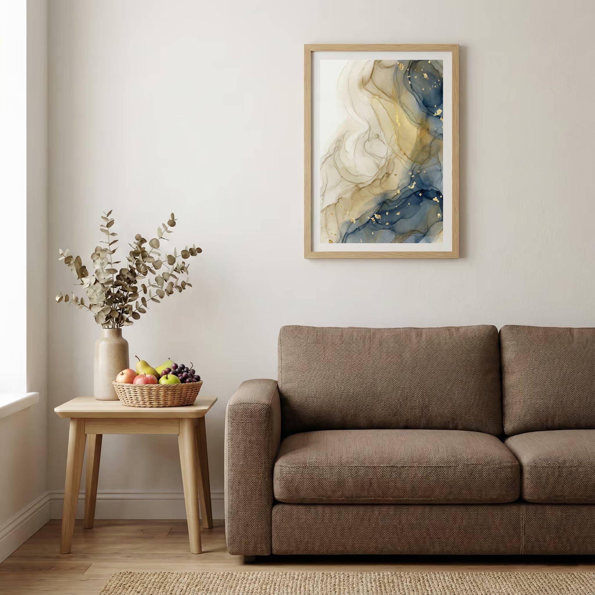 Cream Gold Fluid Abstract canvas wall art — alternate b view