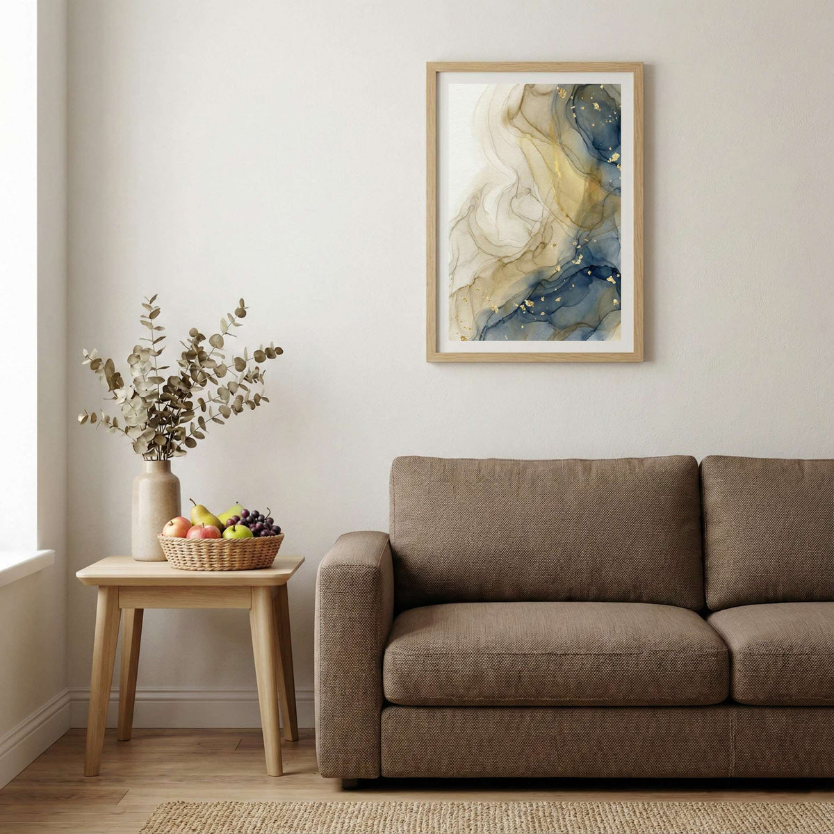 Cream Gold Fluid Abstract canvas wall art — alternate b view