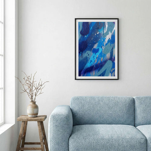 Blue Water-Inspired Abstract canvas wall art — alternate a view