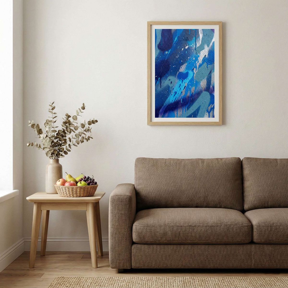Blue Water-Inspired Abstract canvas wall art — alternate b view