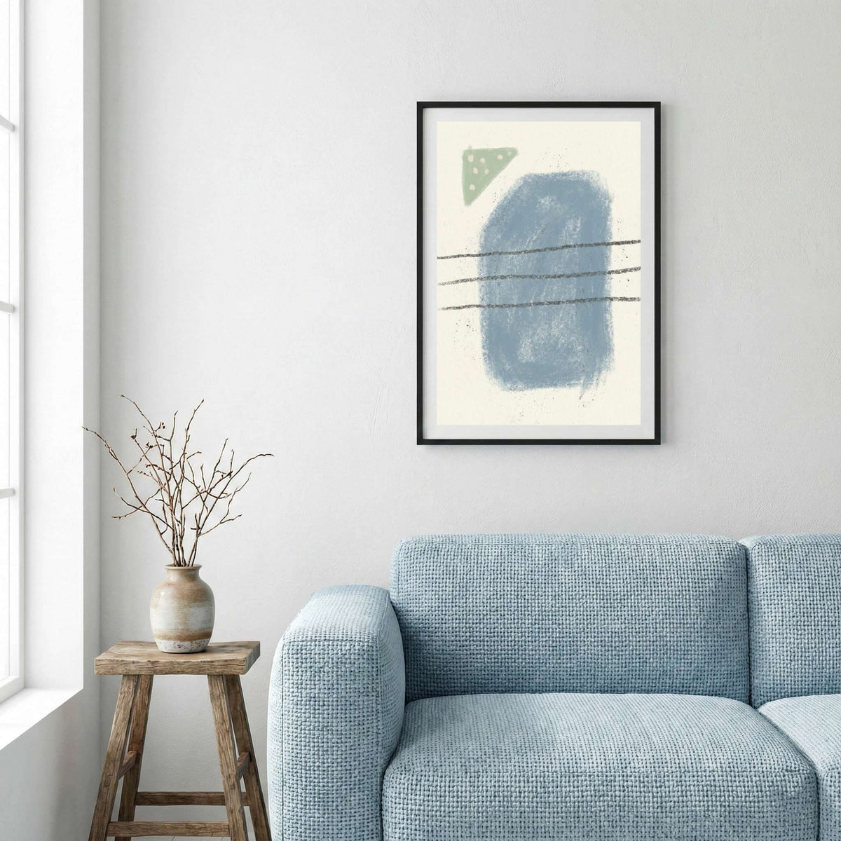 Blue Sage Minimal Abstract canvas wall art — alternate a view