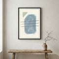 Blue Sage Minimal Abstract canvas wall art in a framed room setting