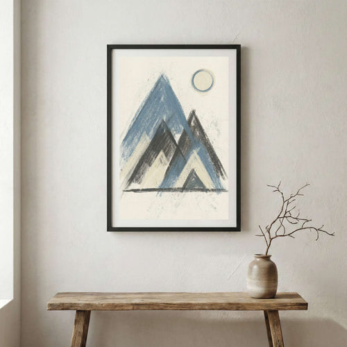 Minimal Mountain-Inspired Abstract canvas wall art in a framed room setting