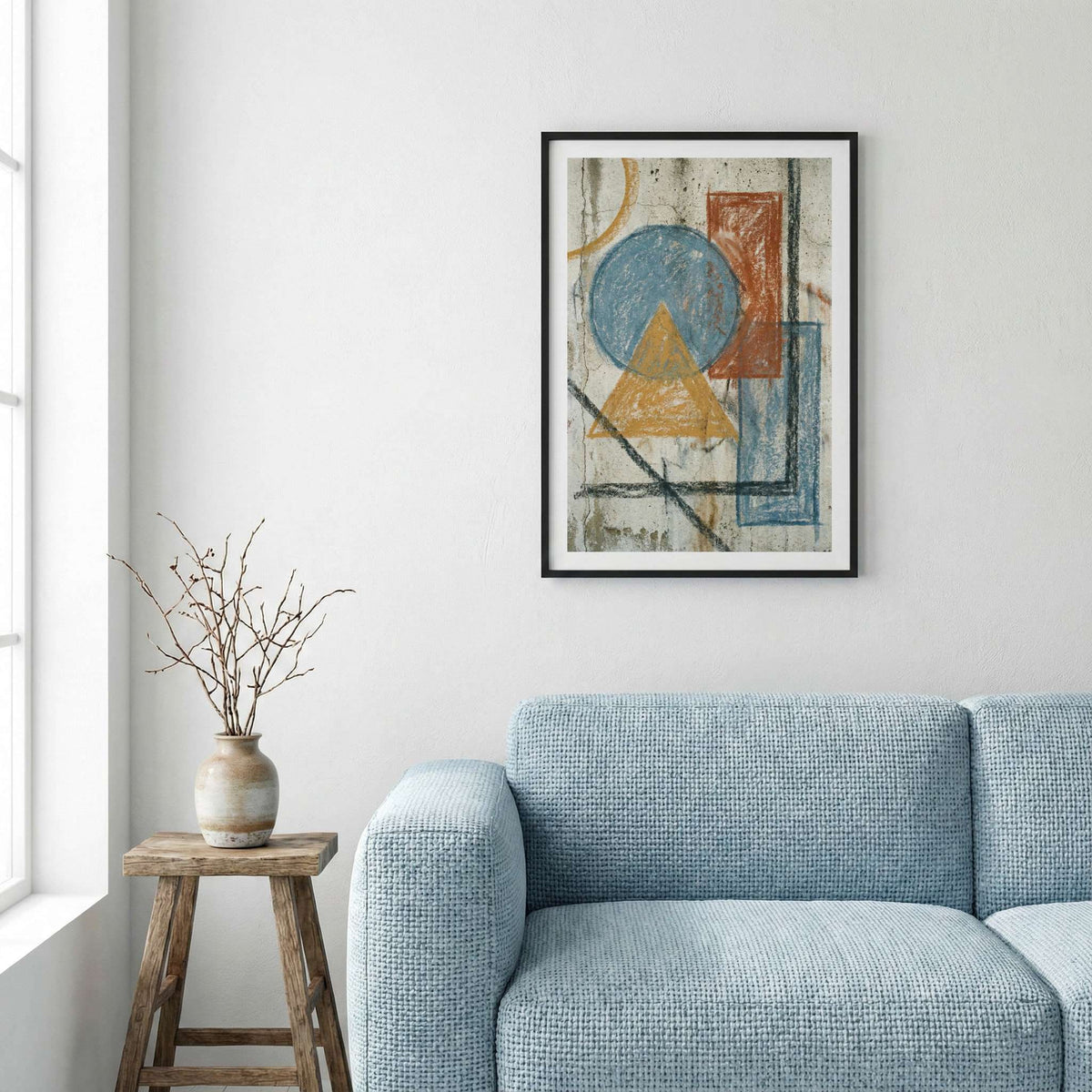 Blue Orange Geometric Abstract canvas wall art — alternate a view
