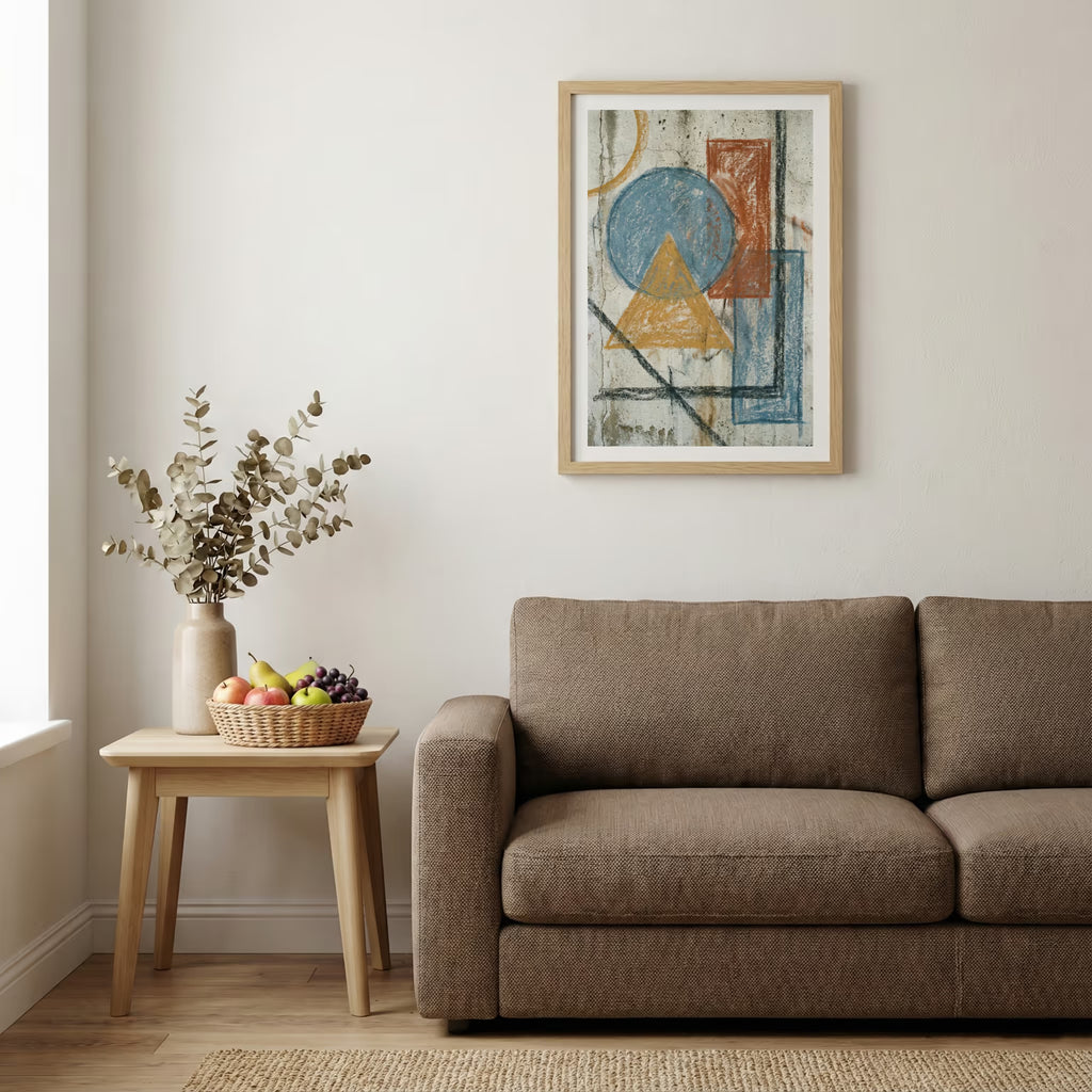 Blue Orange Geometric Abstract canvas wall art — alternate b view