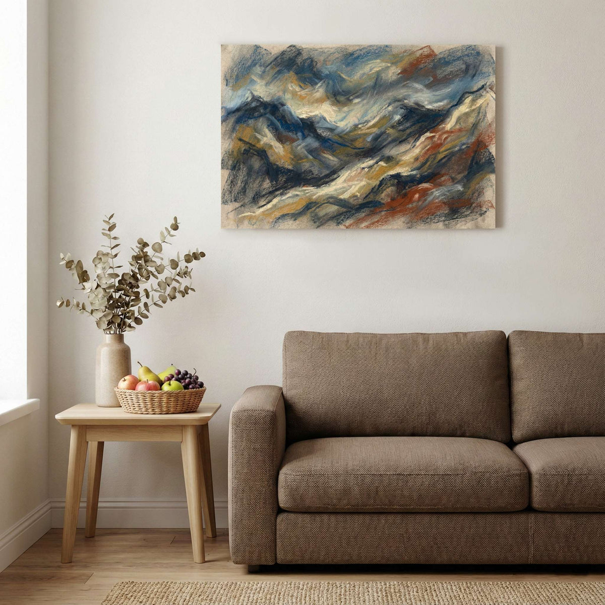 Blue Gold Flowing Abstract Landscape canvas wall art — alternate b view