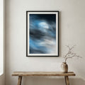 Blue Motion Abstract canvas wall art in a framed room setting