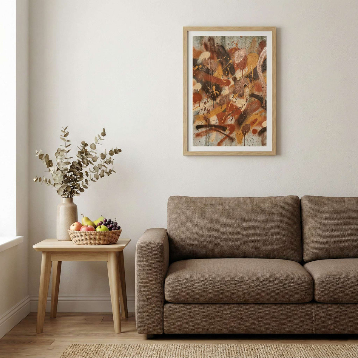 Orange Blue Textured Abstract canvas wall art — alternate b view