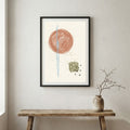 Terracotta Gold Botanical Abstract canvas wall art in a framed room setting