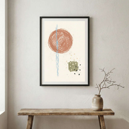 Terracotta Gold Botanical Abstract canvas wall art in a framed room setting