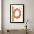 Terracotta Gold Ring Abstract canvas wall art in a framed room setting