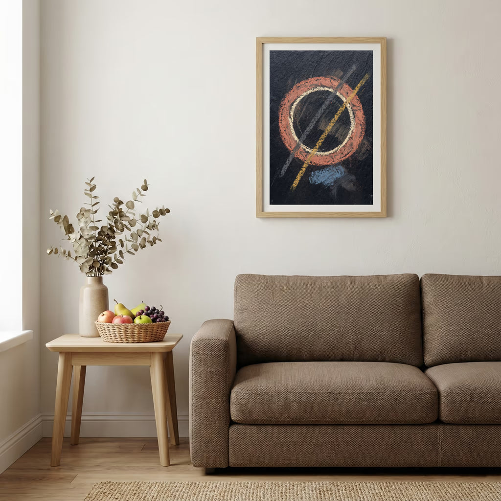 Black Gold Red Line Abstract canvas wall art — alternate b view