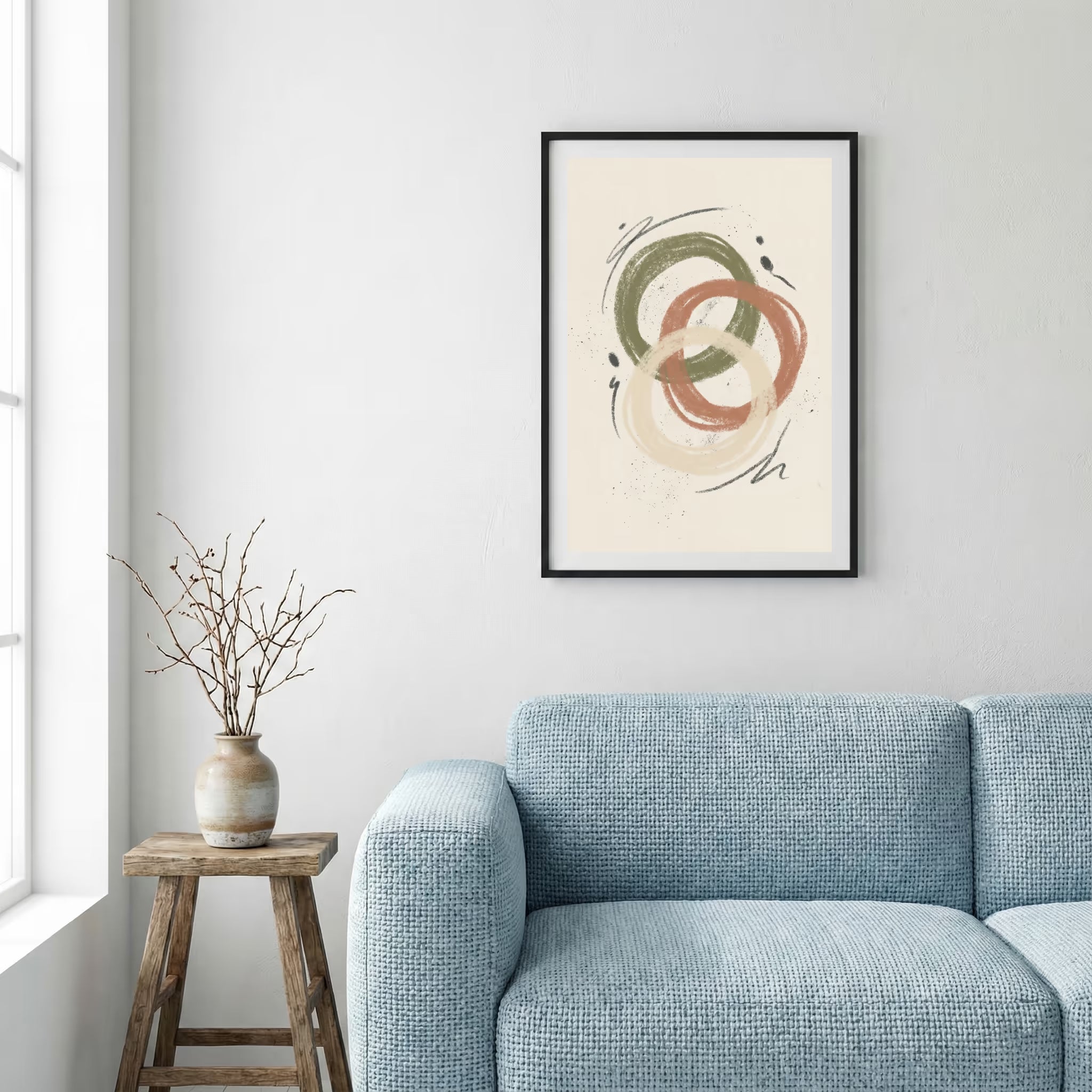 Sage Terracotta Interlocking Abstract canvas wall art — alternate a view