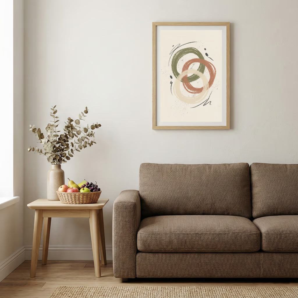 Sage Terracotta Interlocking Abstract canvas wall art — alternate b view