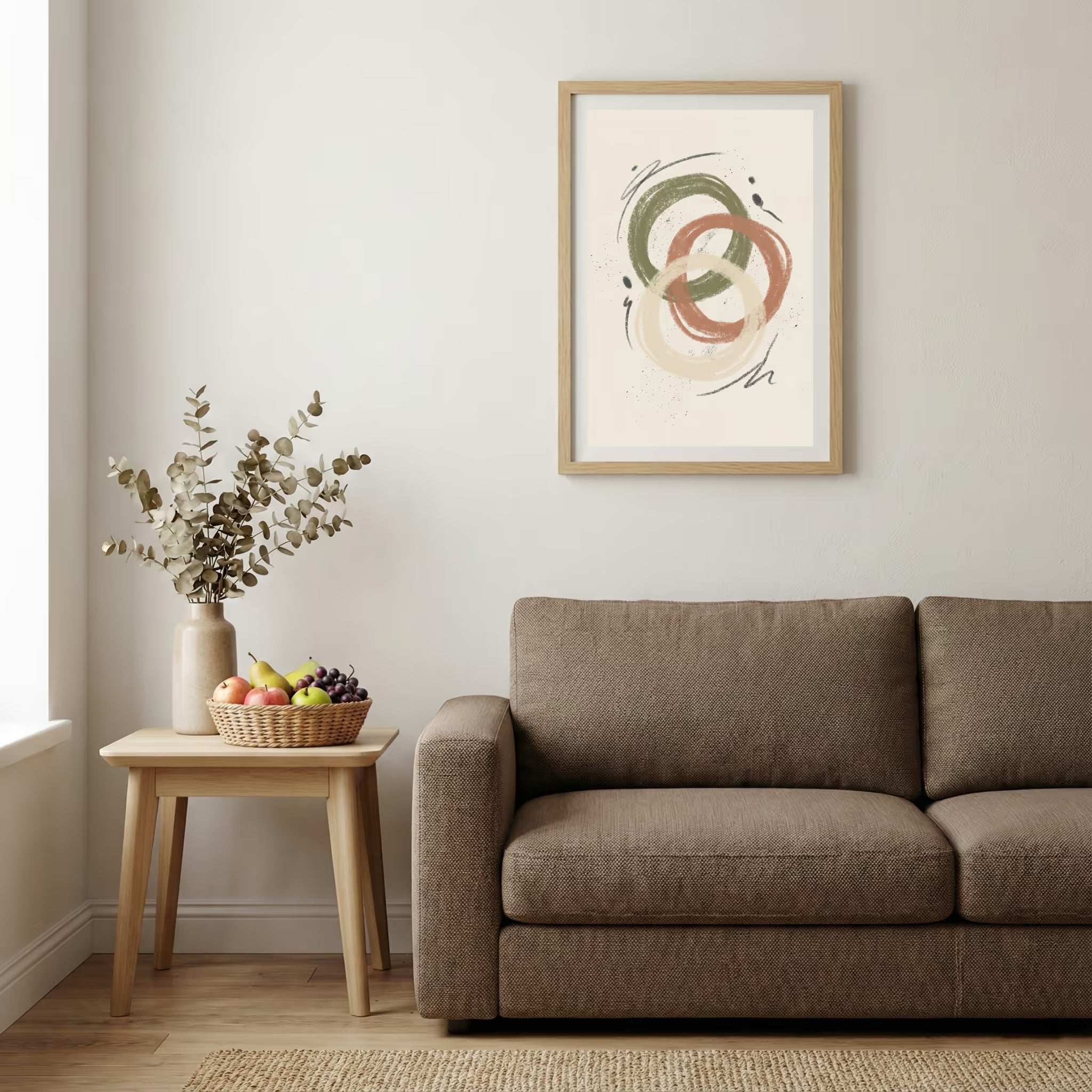 Sage Terracotta Interlocking Abstract canvas wall art — alternate b view