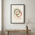 Sage Terracotta Interlocking Abstract canvas wall art in a framed room setting