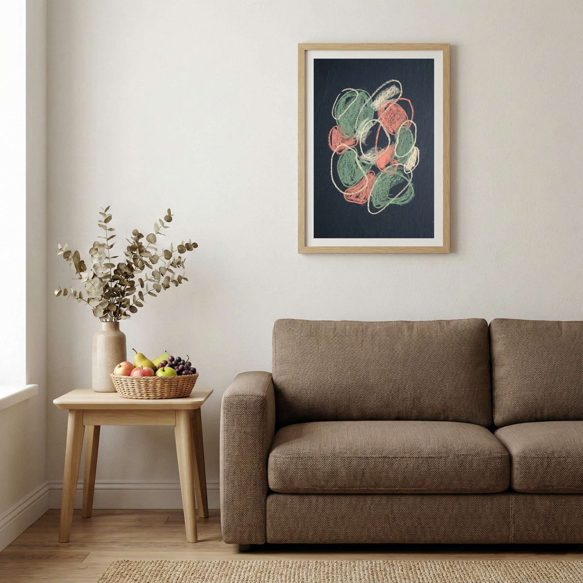 Black Floral Abstract canvas wall art — alternate b view