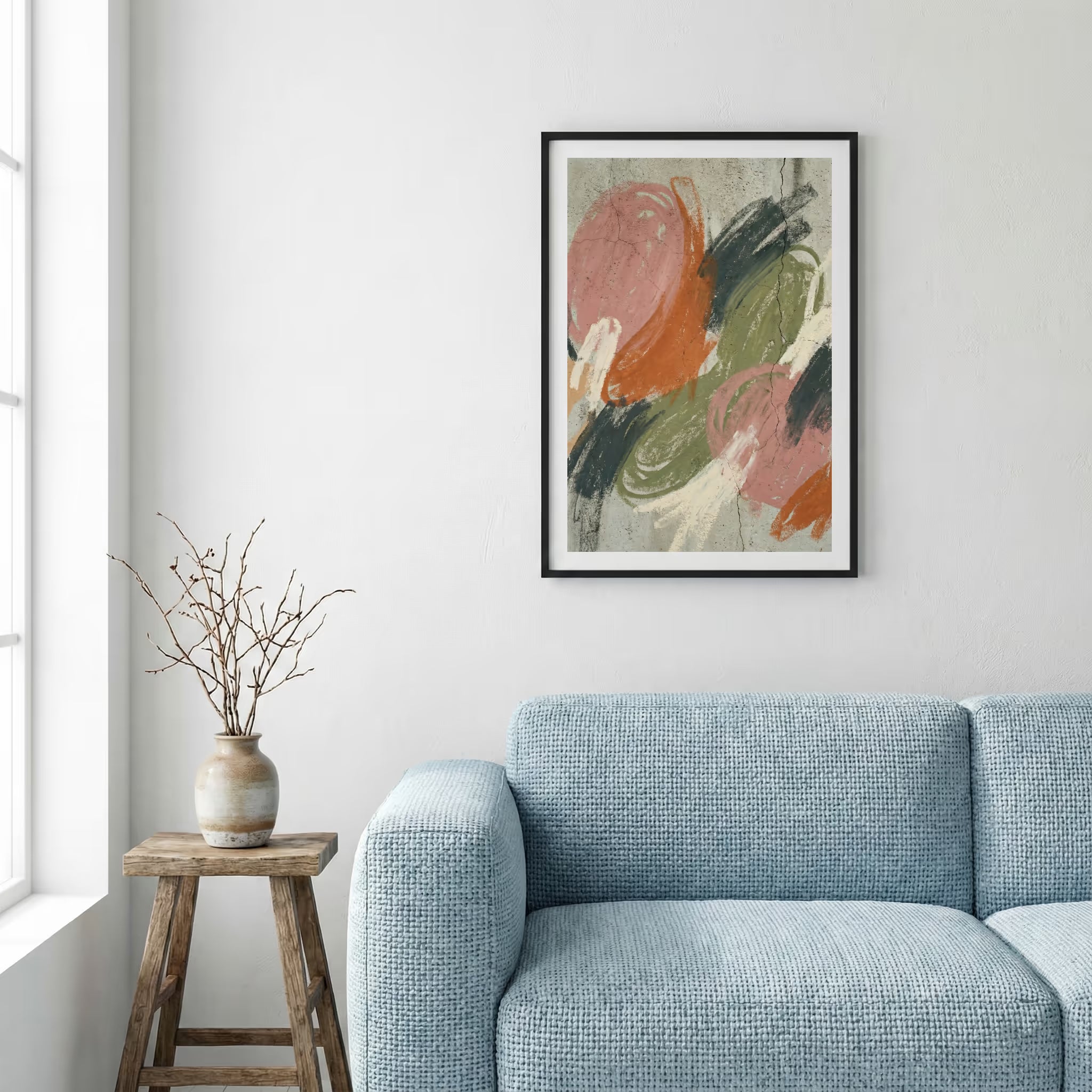 Terracotta Sage Brush Abstract canvas wall art — alternate a view