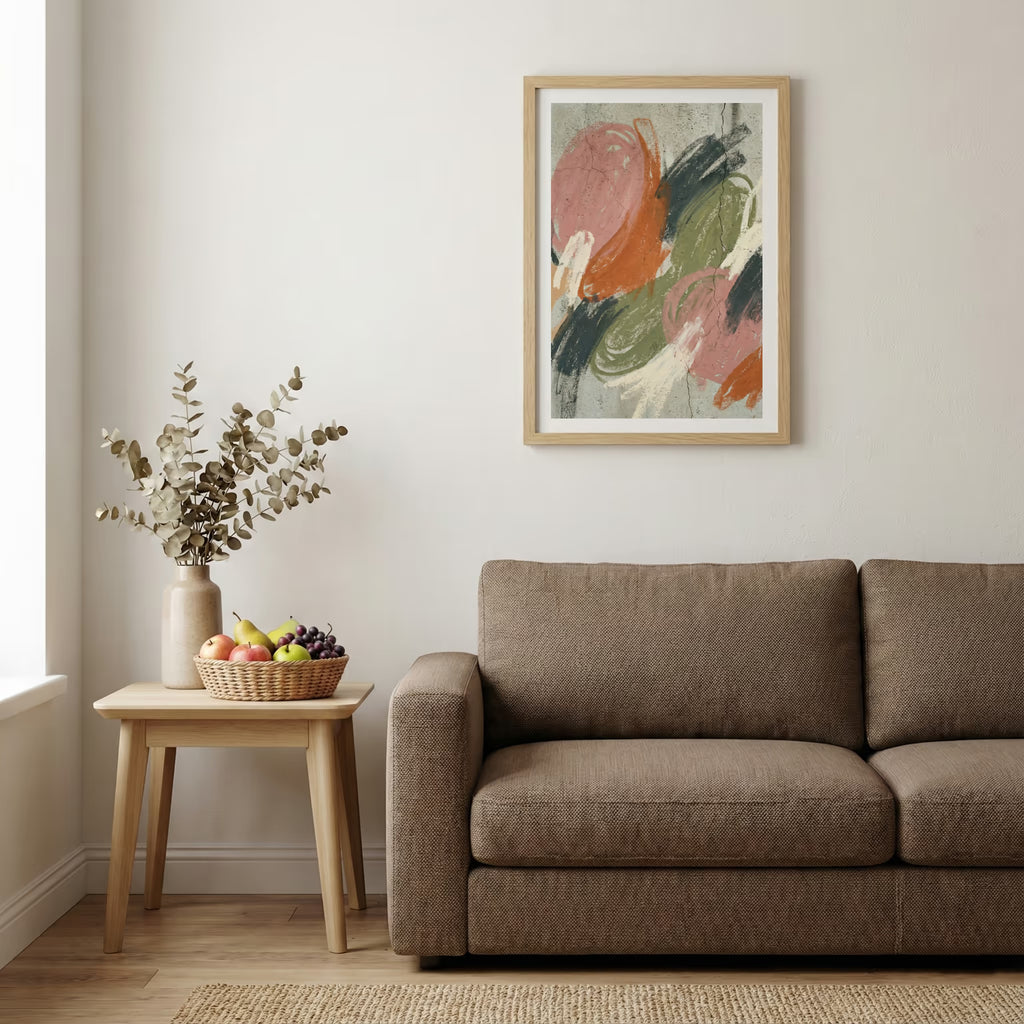 Terracotta Sage Brush Abstract canvas wall art — alternate b view