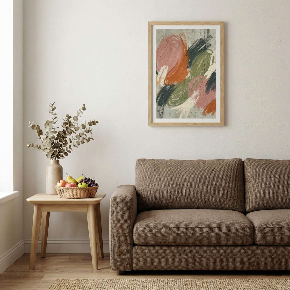 Terracotta Sage Brush Abstract canvas wall art — alternate b view