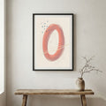 Terracotta Minimal Ring Abstract canvas wall art in a framed room setting