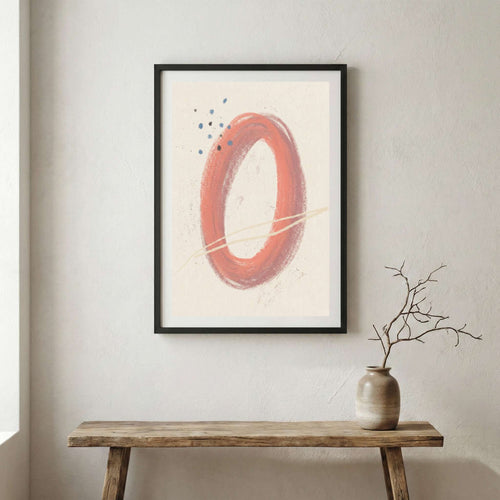Terracotta Minimal Ring Abstract canvas wall art in a framed room setting