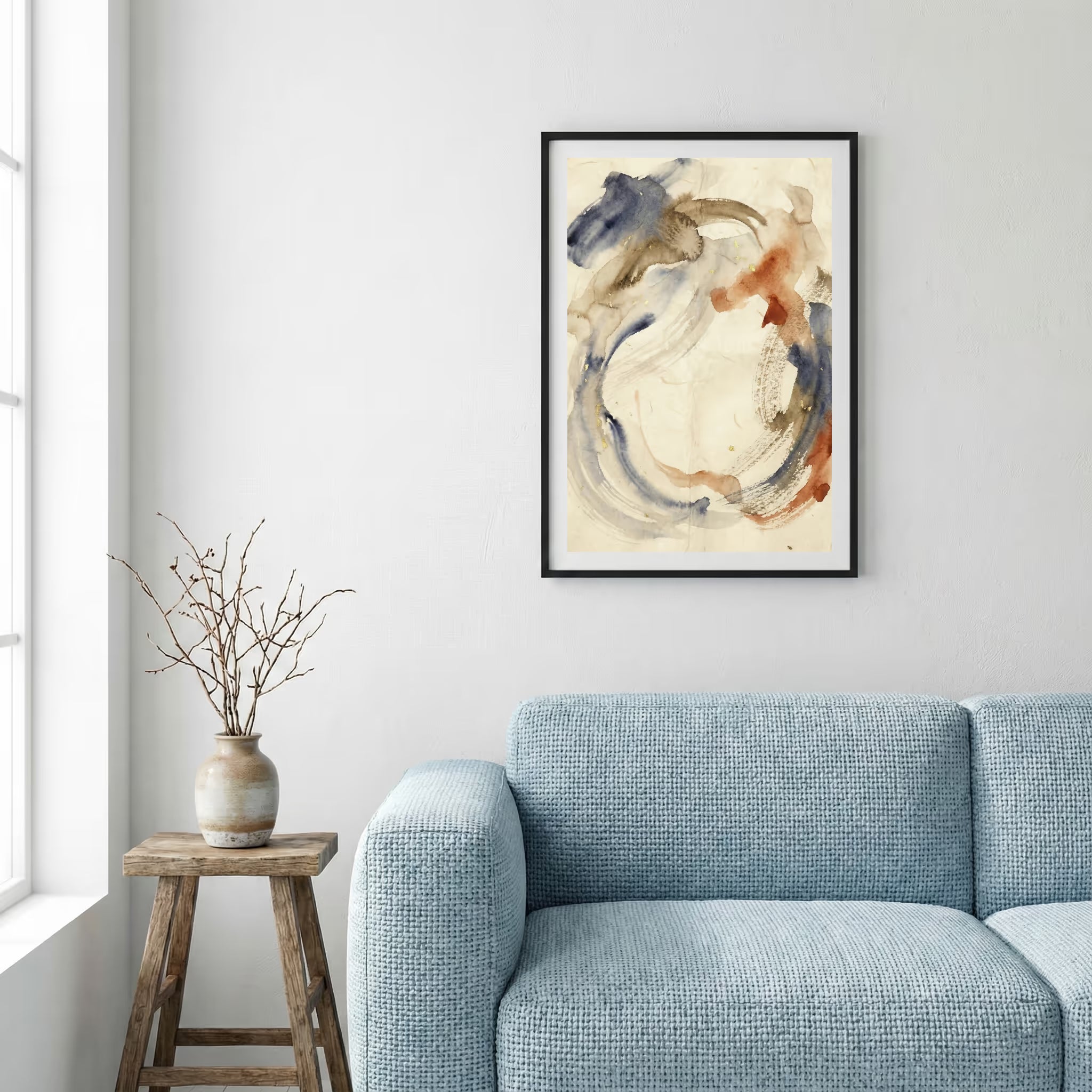 Cream Brown Organic Loop Abstract canvas wall art — alternate a view