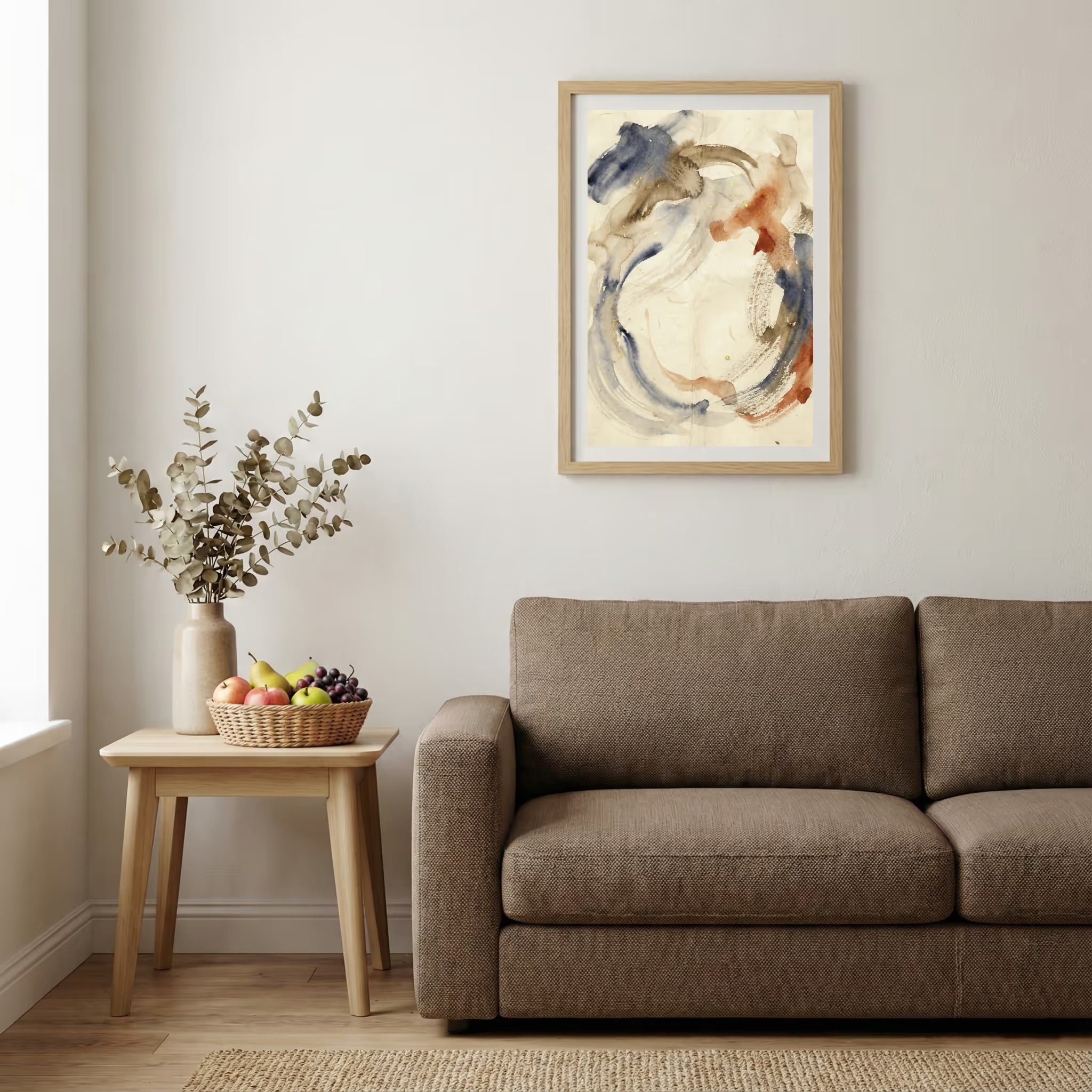 Cream Brown Organic Loop Abstract canvas wall art — alternate b view