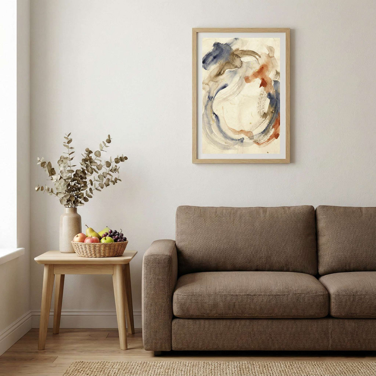 Cream Brown Organic Loop Abstract canvas wall art — alternate b view
