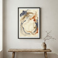 Cream Brown Organic Loop Abstract canvas wall art in a framed room setting