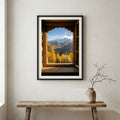 Bare, weathered trees rising from rippled desert dunes under a dramatic sky — wooden frame canvas wall art print, 12×18 in