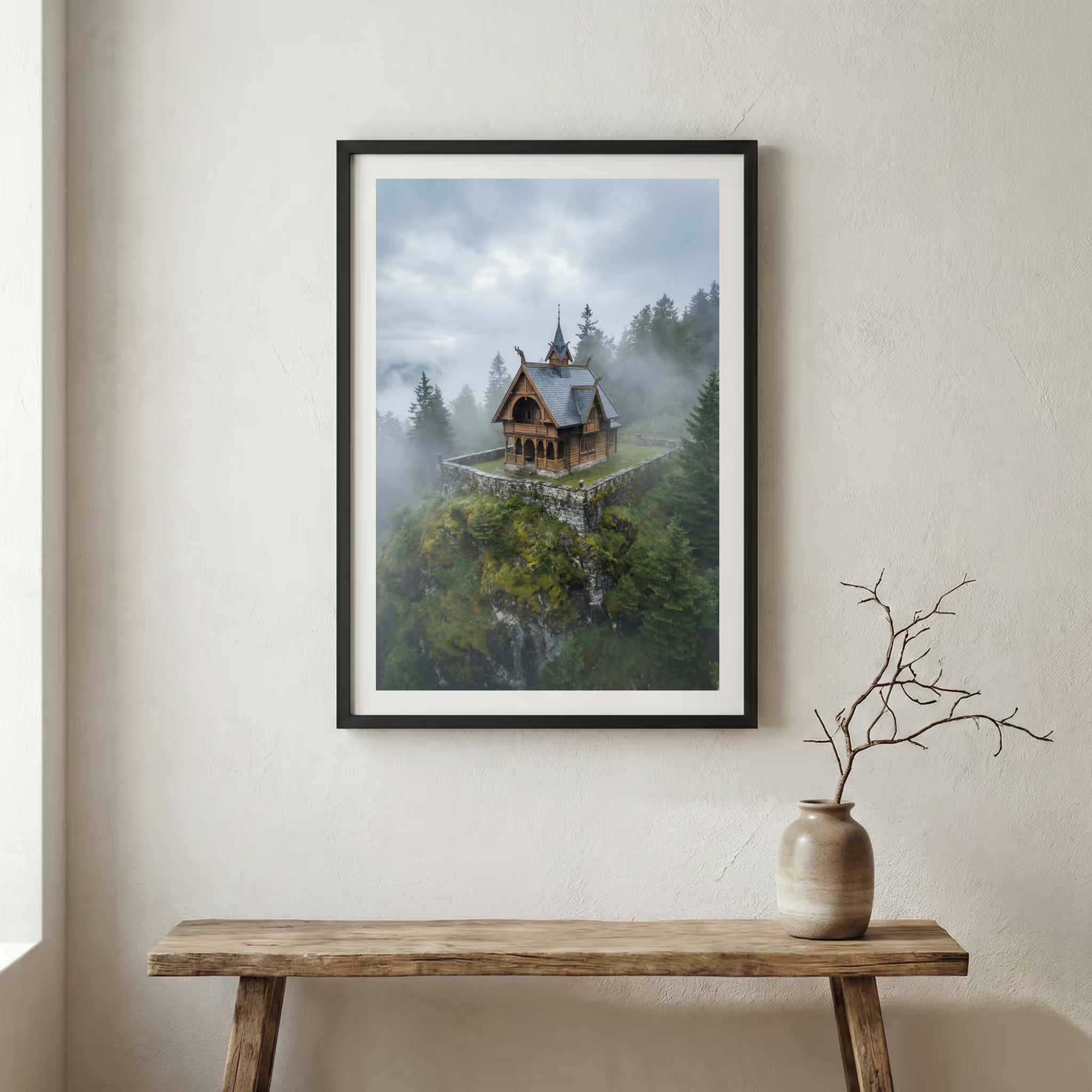 Rippled cold-desert dunes leading toward a dramatic, snow-capped mountain range — wooden frame canvas wall art print, 12×18 in