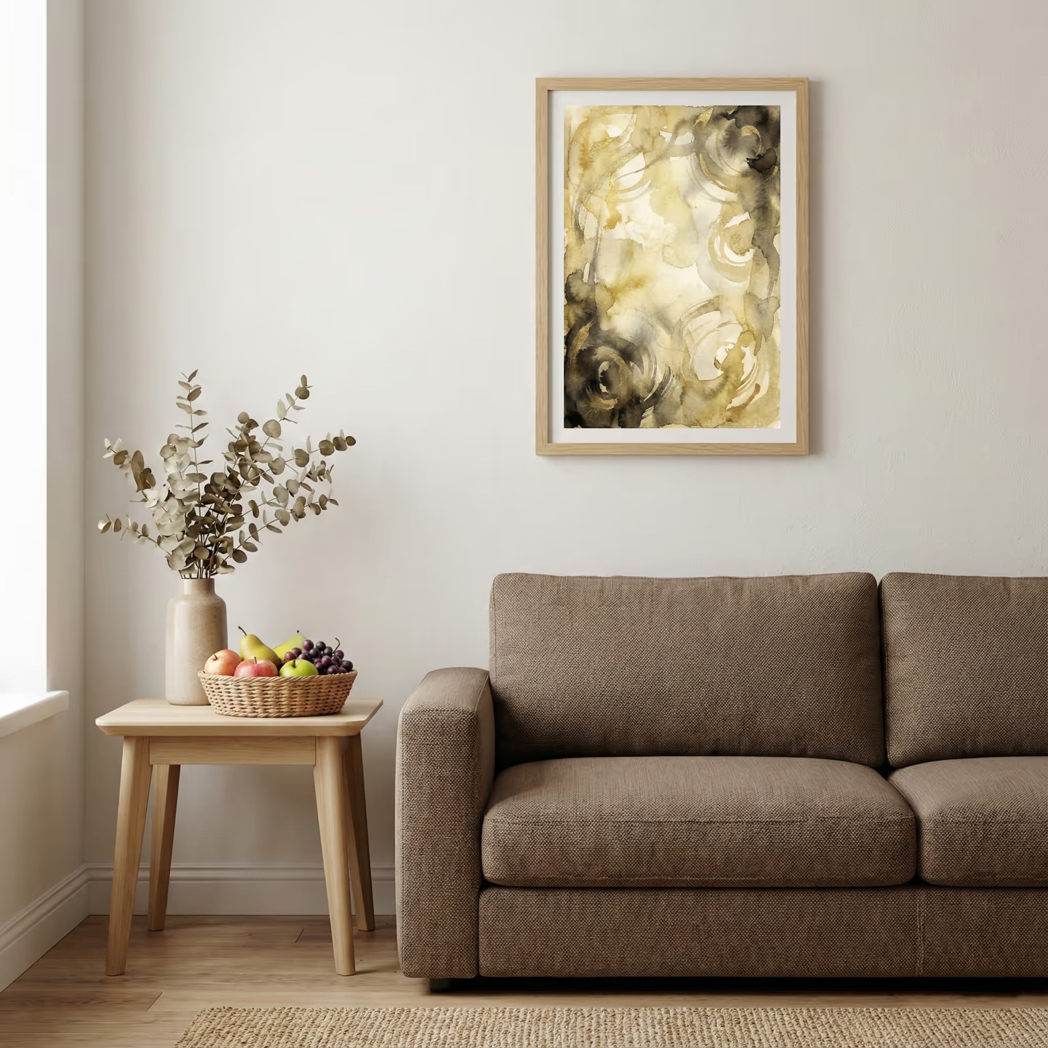 Gold Cream Marble Fluid Abstract canvas wall art — alternate b view
