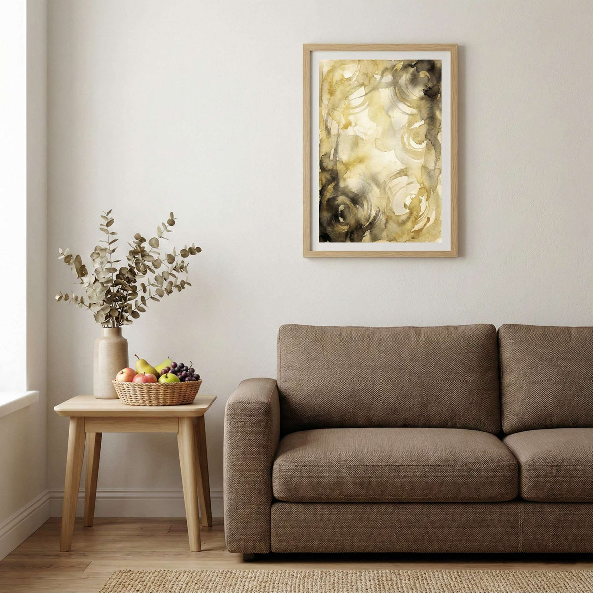 Gold Cream Marble Fluid Abstract canvas wall art — alternate b view