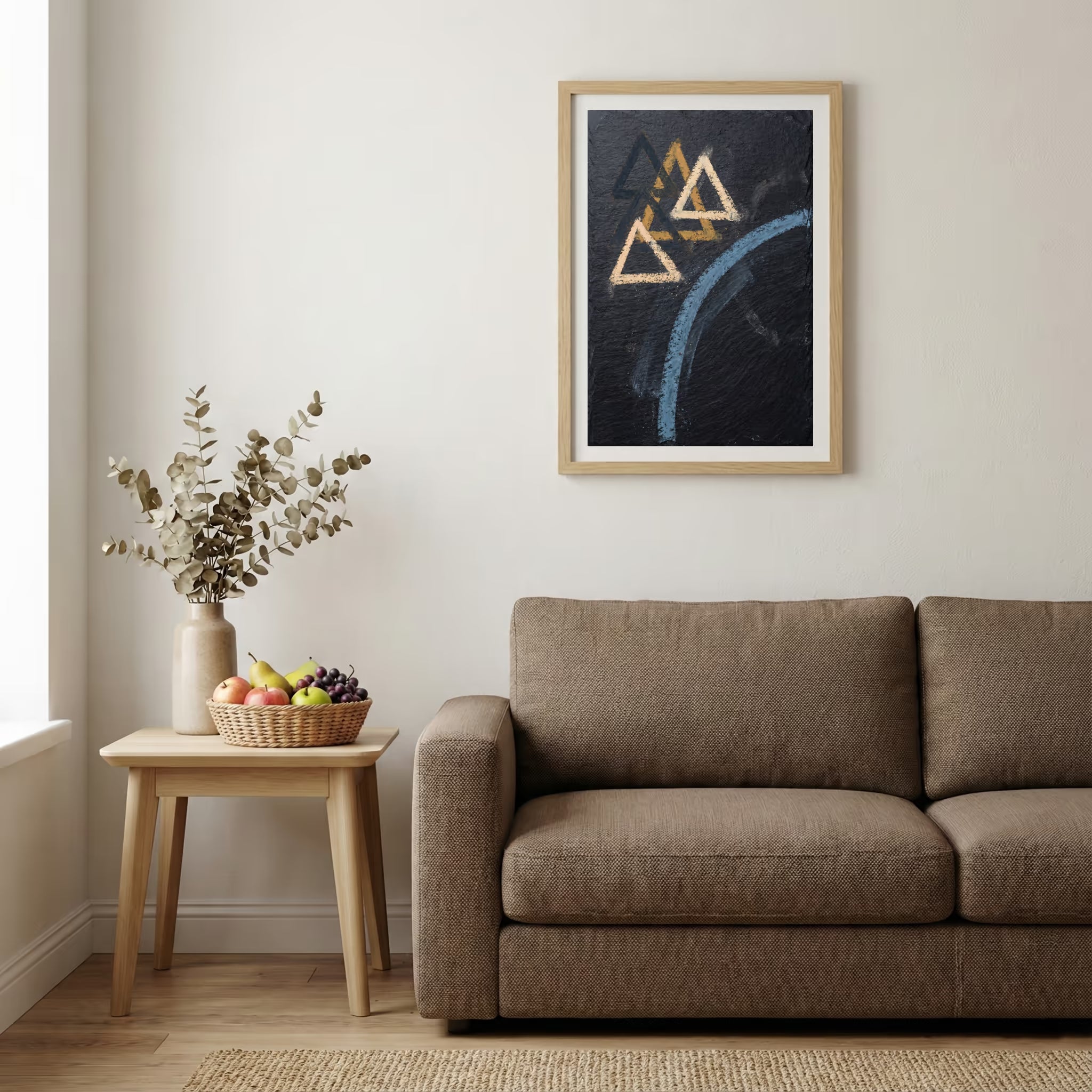 Navy Gold Triangle Abstract canvas wall art — alternate b view