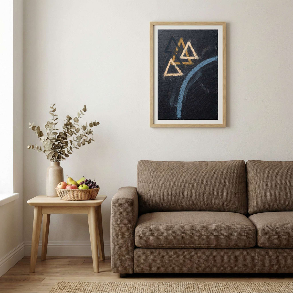 Navy Gold Triangle Abstract canvas wall art — alternate b view