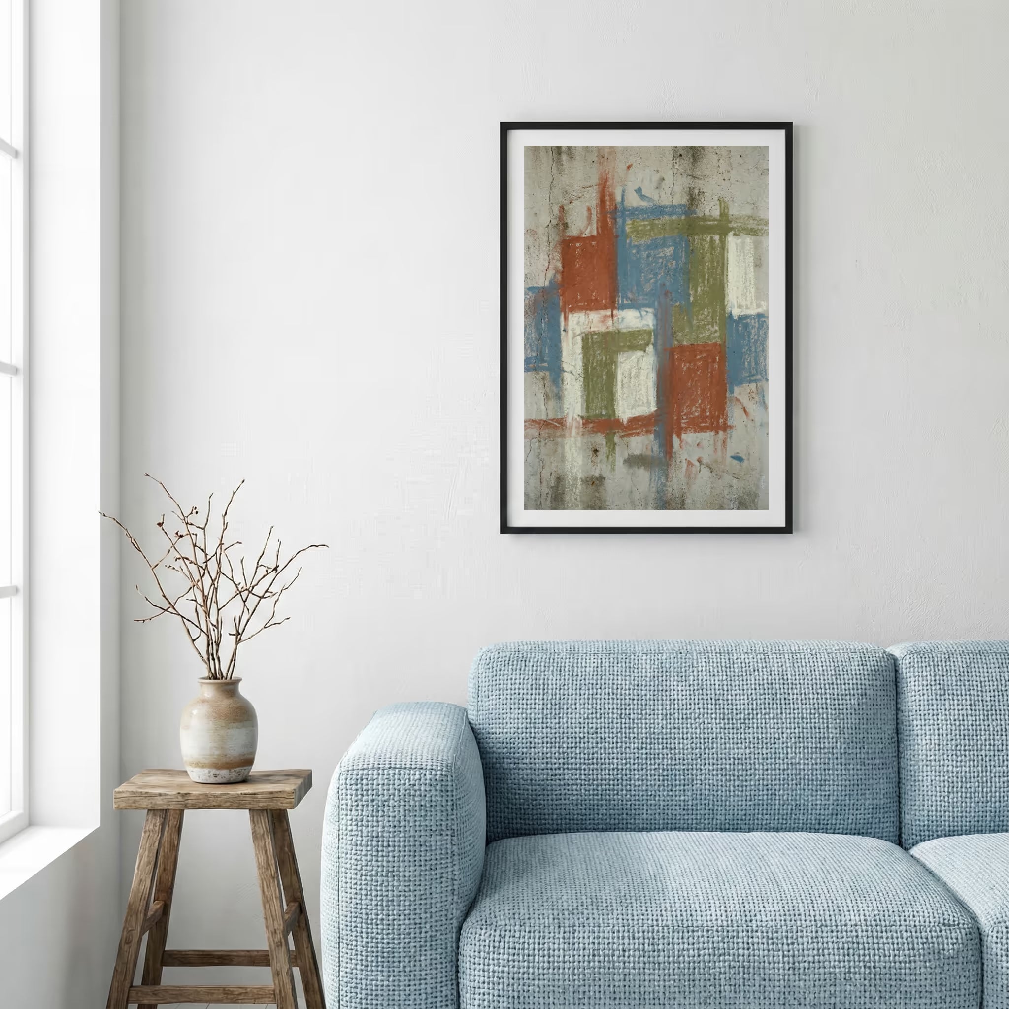 Muted Terracotta Geometric Abstract canvas wall art — alternate a view