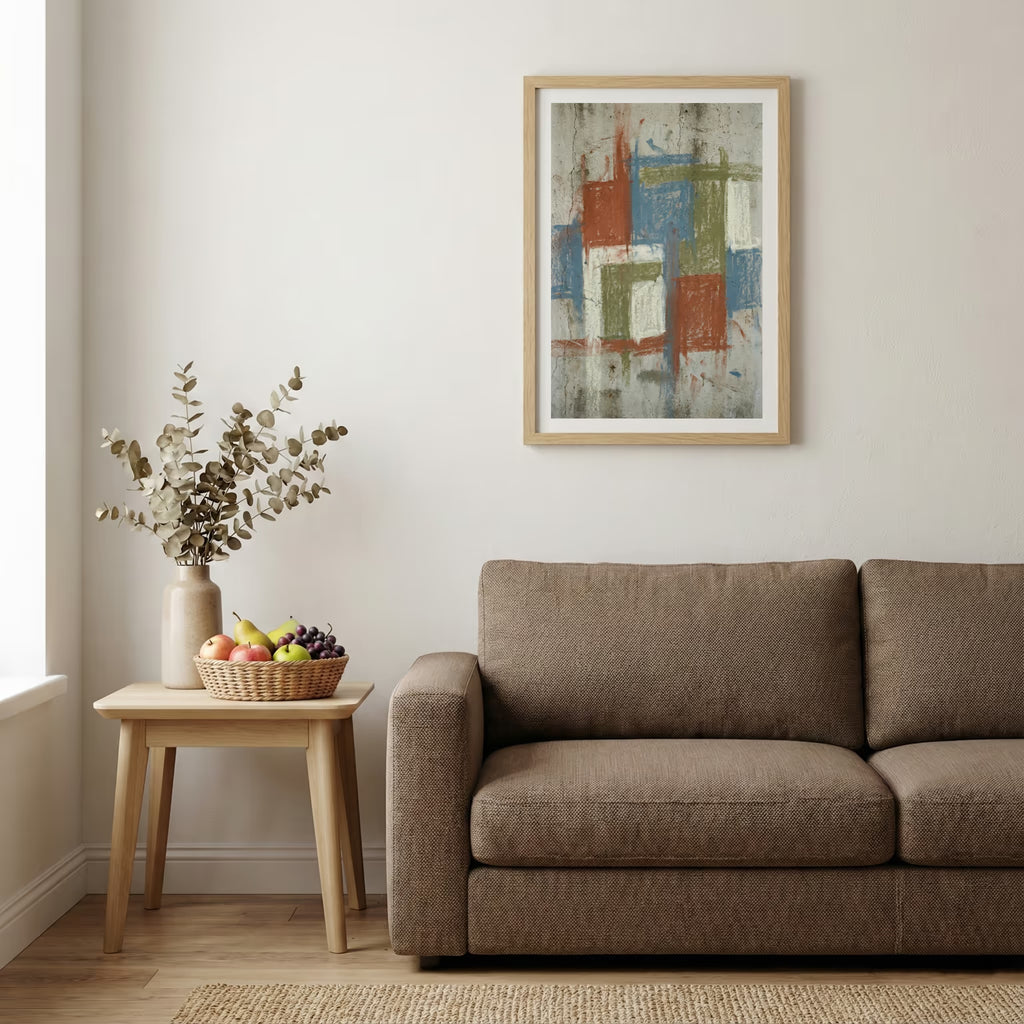 Muted Terracotta Geometric Abstract canvas wall art — alternate b view