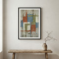 Muted Terracotta Geometric Abstract canvas wall art in a framed room setting