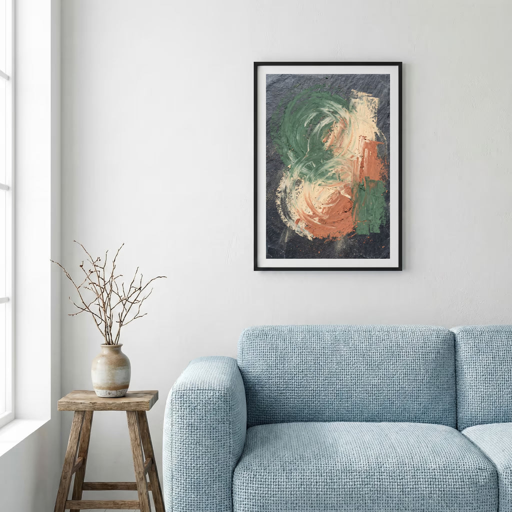 Green Coral Botanical Abstract canvas wall art — alternate a view