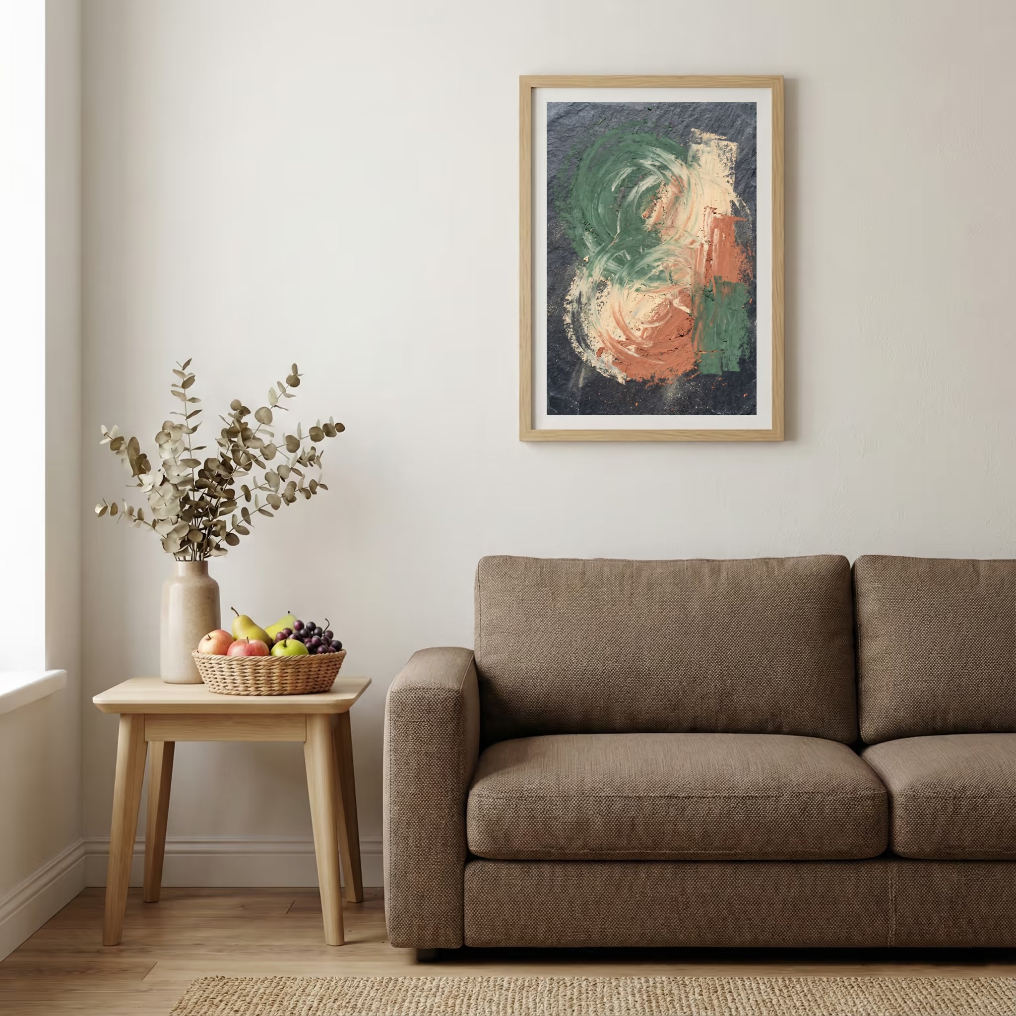 Green Coral Botanical Abstract canvas wall art — alternate b view